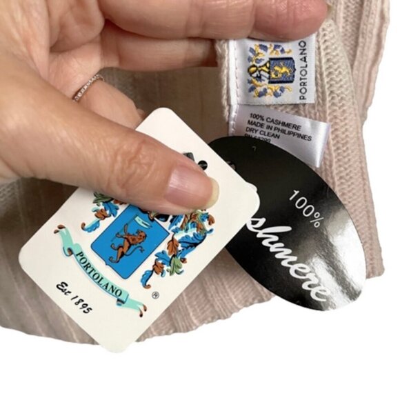 Portolano Pastel Pink / Gray Ribbed Cashmere Scarf - BNWTs🧣 - Picture 3 of 6